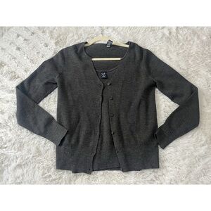 Vintage 2002 GAP Grey Merino Wool Button Up Cardigan Sweater Set Size Medium